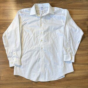 Brooks Brothers Mens Button Up Dress Shirt Size 17.5 Classic Style White